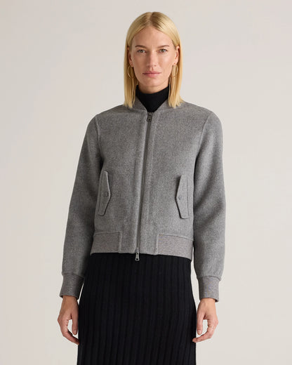 Double-Faced Merino Wool Bomber Jacket - XS / Black