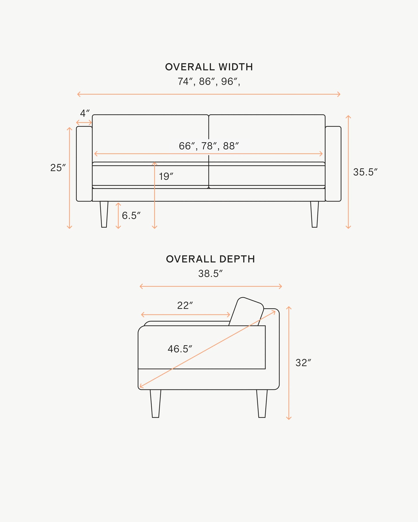 Atlas Midcentury Sofa in Performance Velvet - 6ft / Ivory