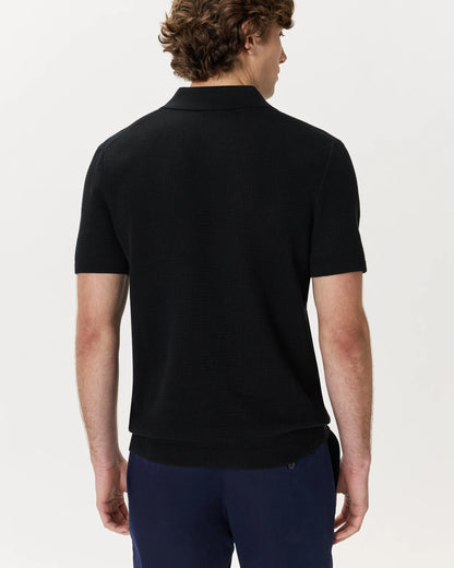 100% Organic Cotton Mesh-Stitch Sweater Polo - XS / Charcoal