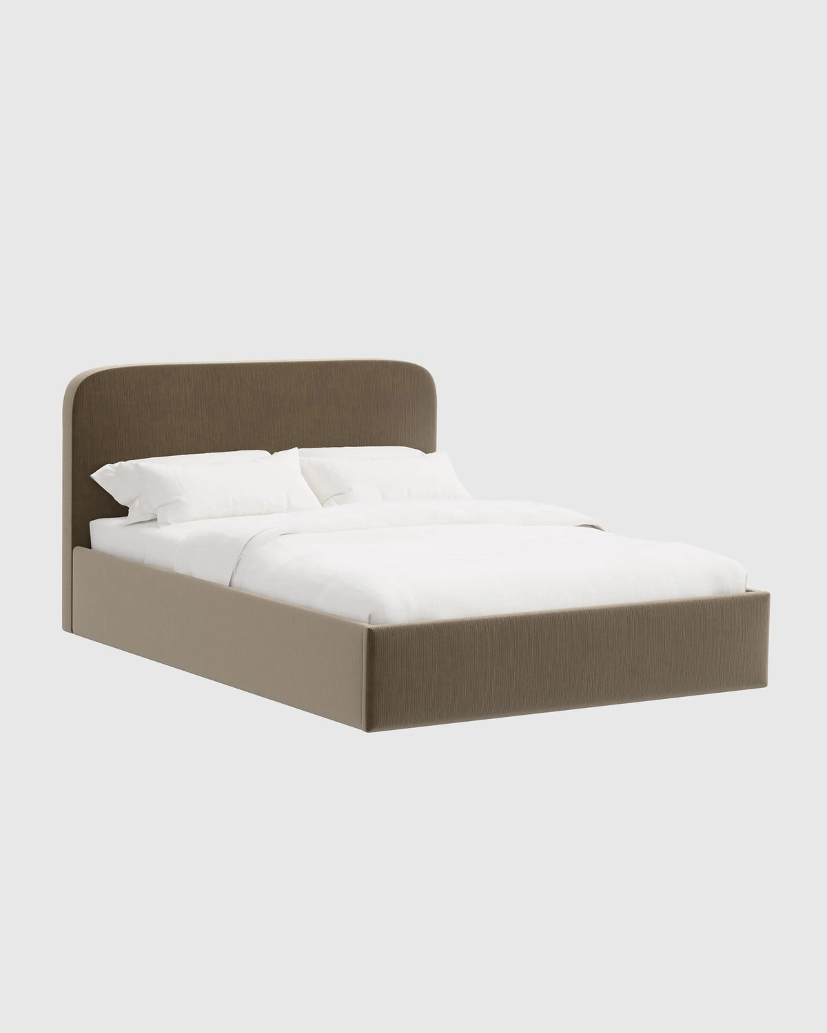 Curved Bed in Performance Velvet - Full / Walnut