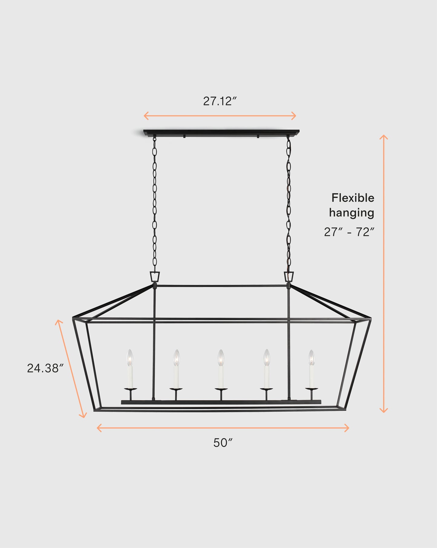 Traditional Steel Linear Lantern Chandelier - One Size / Brass