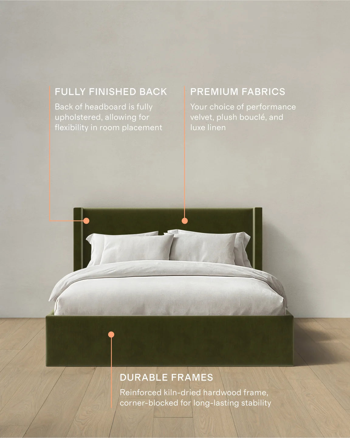 Wingback Bed in Performance Velvet - Full / Butterscotch