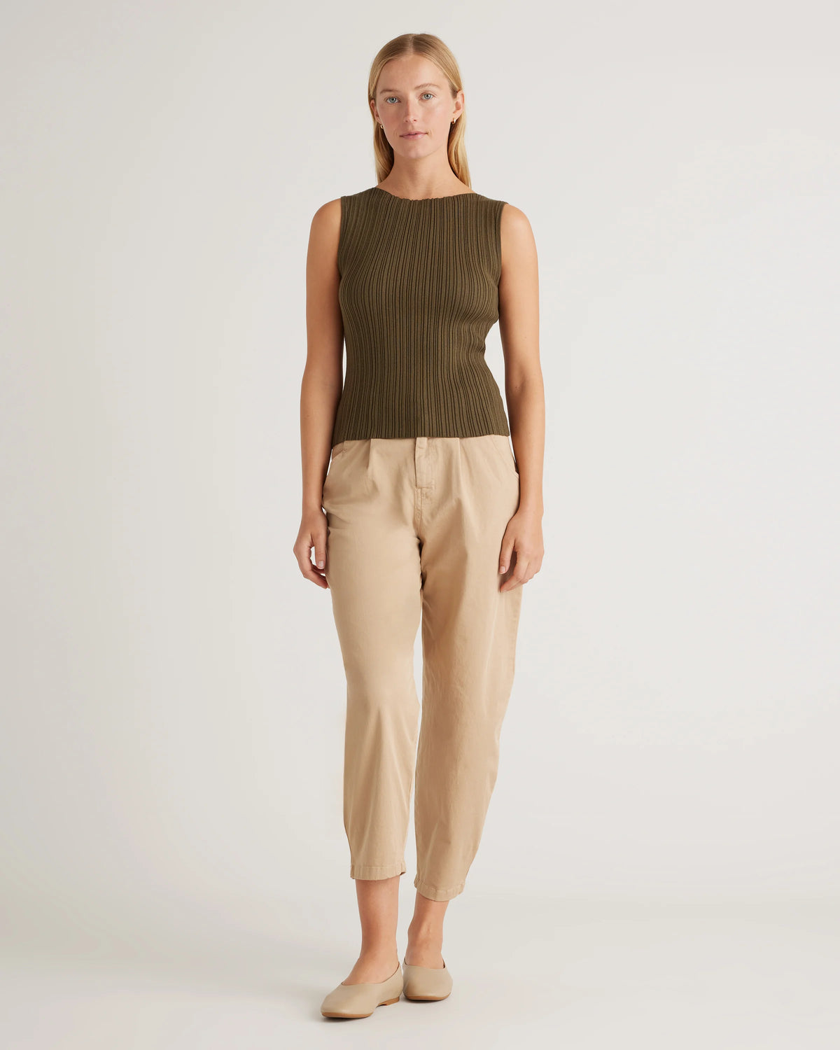 Cotton Cashmere Ribbed Tank - XS / Heather Oatmeal