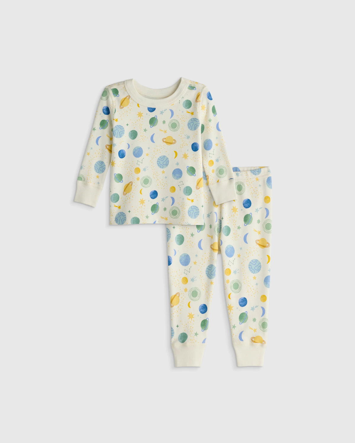 100% Organic Cotton Long Sleeve and Pant Pajama Set - 12-18M / Navy Stripe