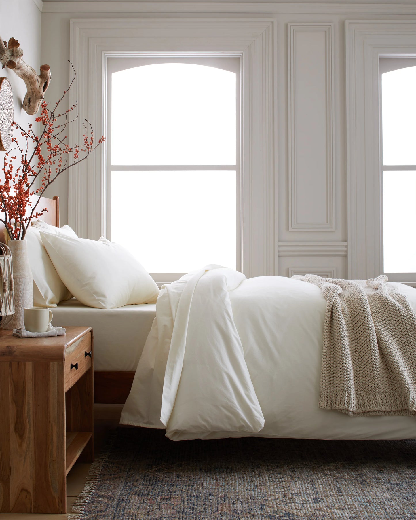 Organic Brushed Cotton Deluxe Bedding Bundle - Twin / White