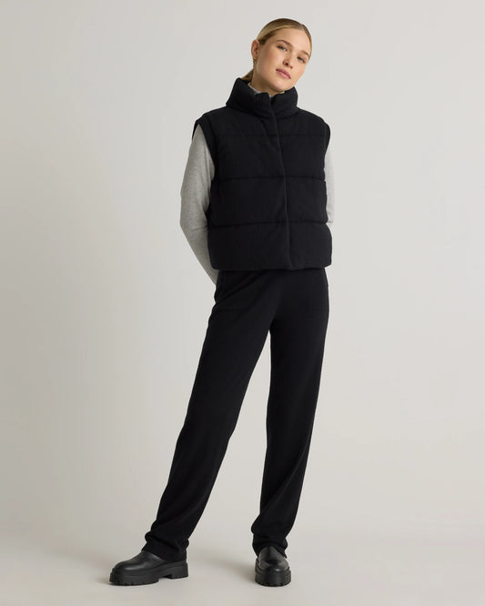 Mongolian Cashmere Puffer Vest - XS / Black