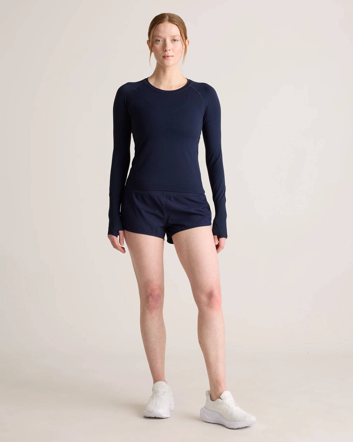 Seamless Waist-Length Long Sleeve Top - XS / Deep Navy