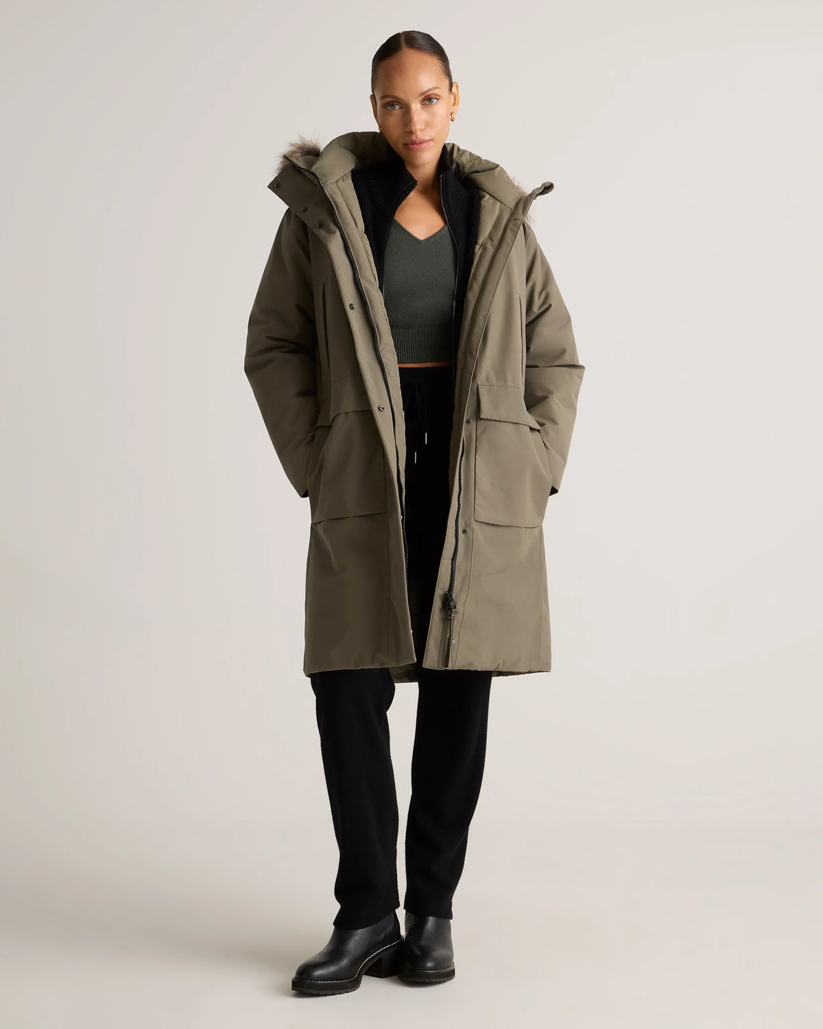 Responsible Down Hooded Long Parka - XS / Storm Blue