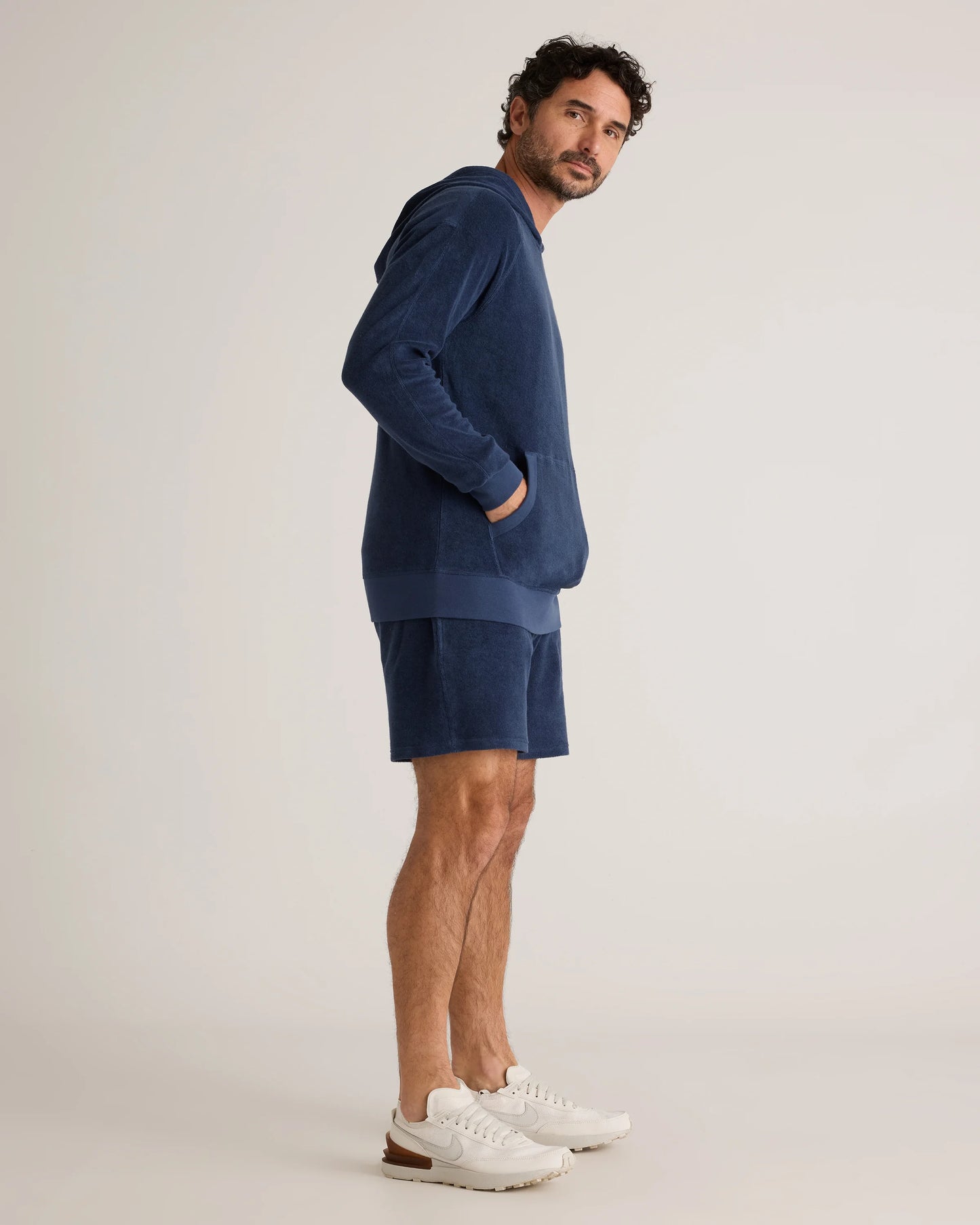 100% Organic Cotton Terry Towel Pullover Hoodie - S / Deep Navy