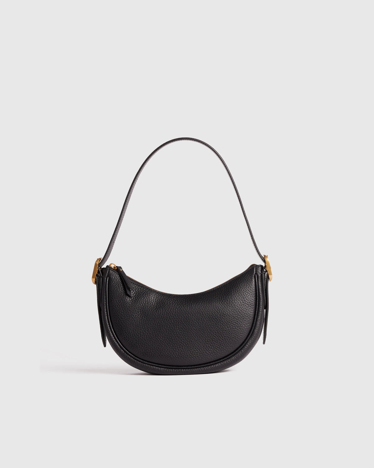 Italian Leather Mini Crescent Shoulder Bag - One Size / Espresso Brown