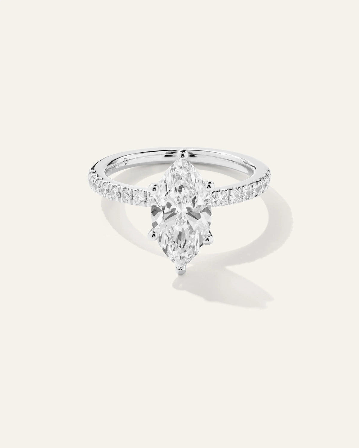 Lab Grown Diamond Marquise Petite Pave Engagement Ring - 2ct - 4 / Yellow Gold