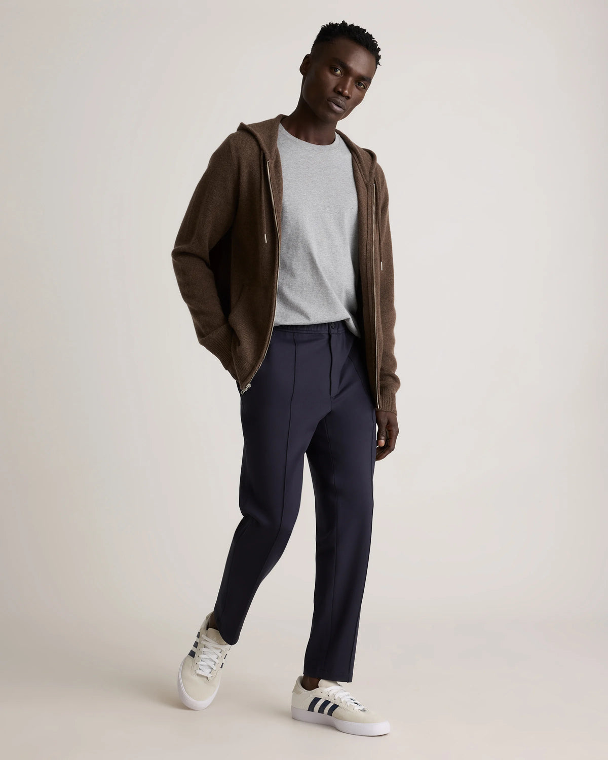 Stretch Knit Pintuck Trousers - S / Navy
