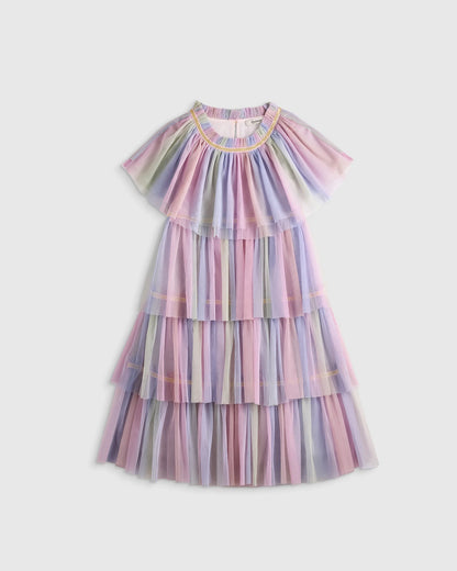 Recycled Tulle Tiered Dress - 2T / Pale Pink