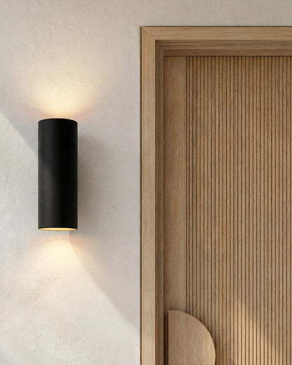 Outdoor Aluminum Cylinder Wall Sconce - One Size / Black
