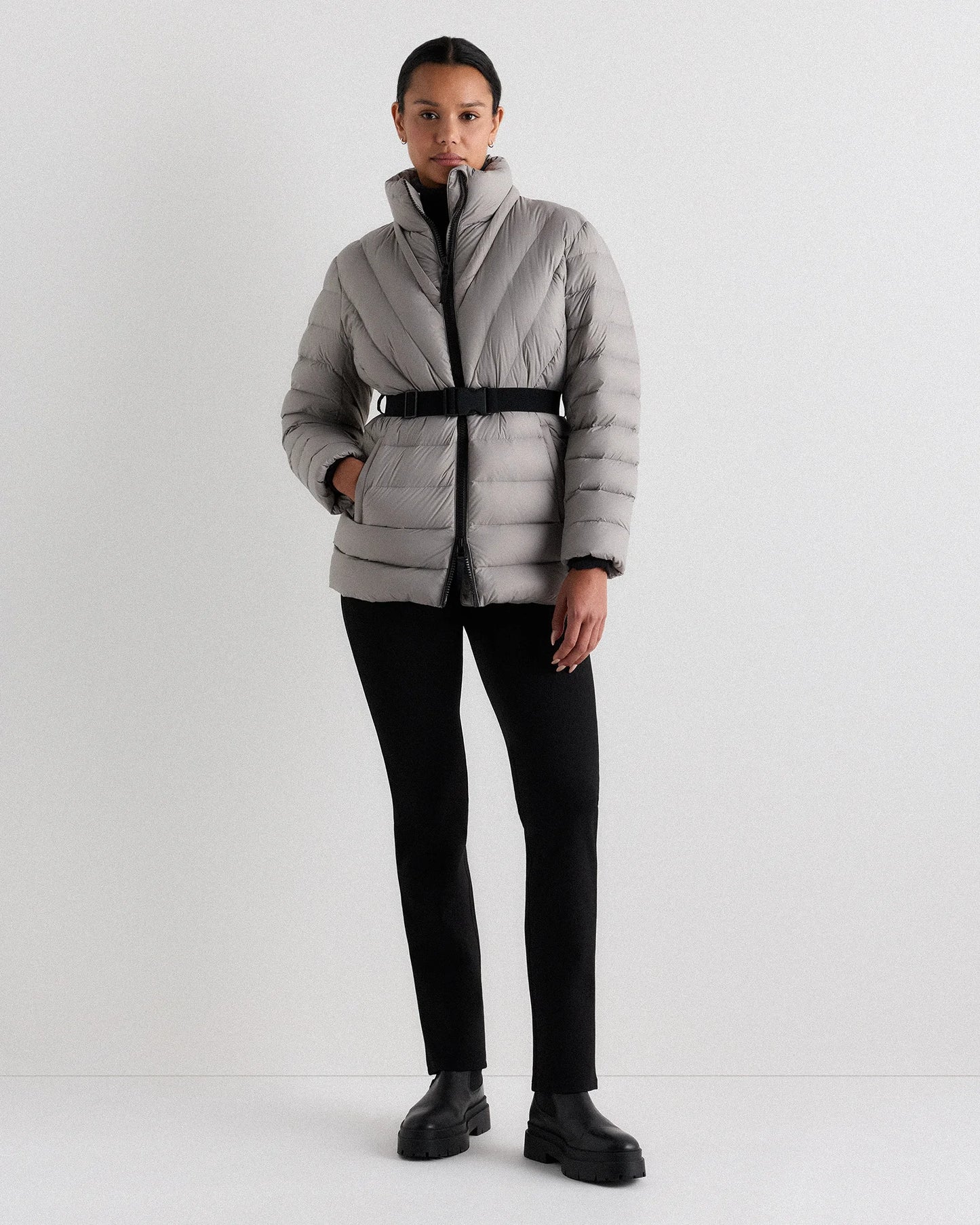 Responsible Down Belted Puffer Coat - XS / Hot Fudge