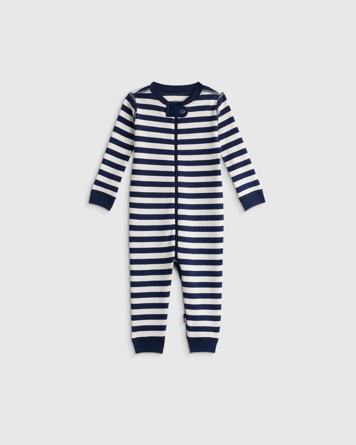 100% Organic Cotton One Piece Pajama - 0-3M / Navy Stripe