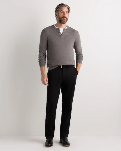 Mongolian Cashmere Henley Sweater - S / Brown