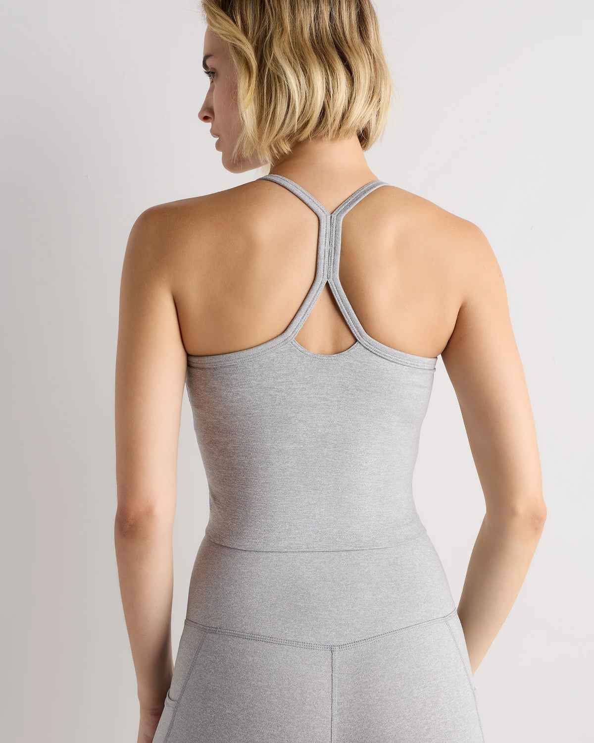 Ultra-Soft Y-Back Cropped Bra Tank - XS / Heather Black