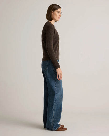 Baby Alpaca-Wool Diamond Stitch Crew - XS / Charcoal