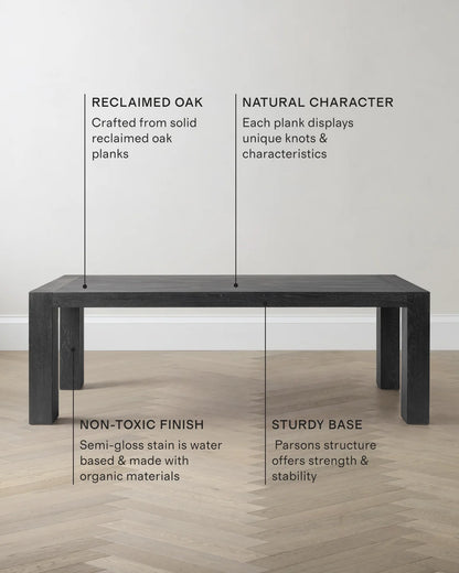 Reclaimed Oak Parsons Dining Table - One Size / Weathered Oak