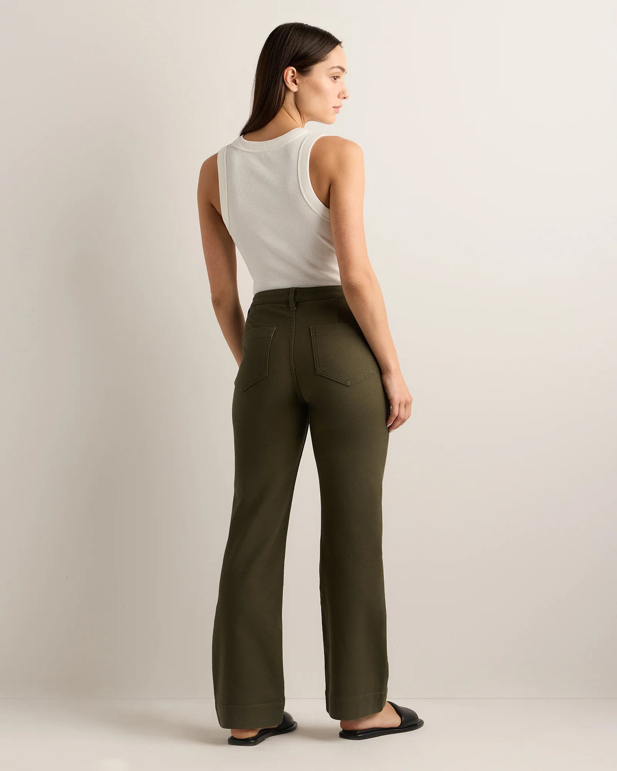 French Terry Wide Leg Pants - 0 / Bayberry Olive