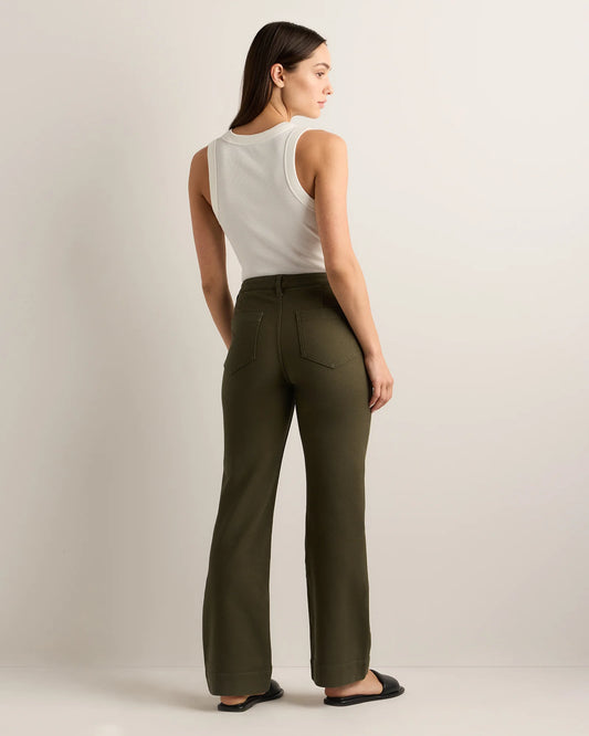 French Terry Wide Leg Pants - 0 / Bayberry Olive