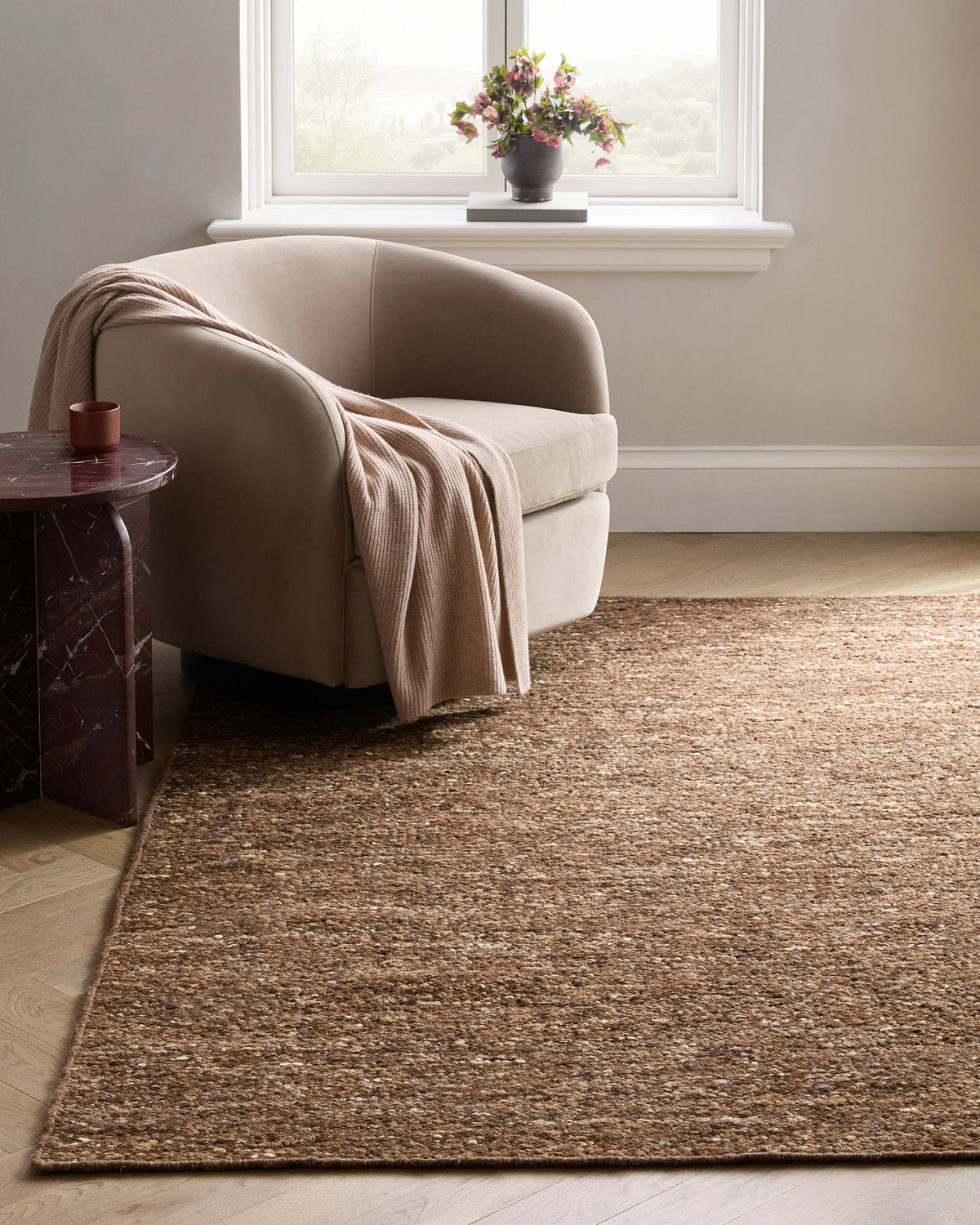Liam Handwoven Wool Boucle Rug - 5' x 8' / Brown