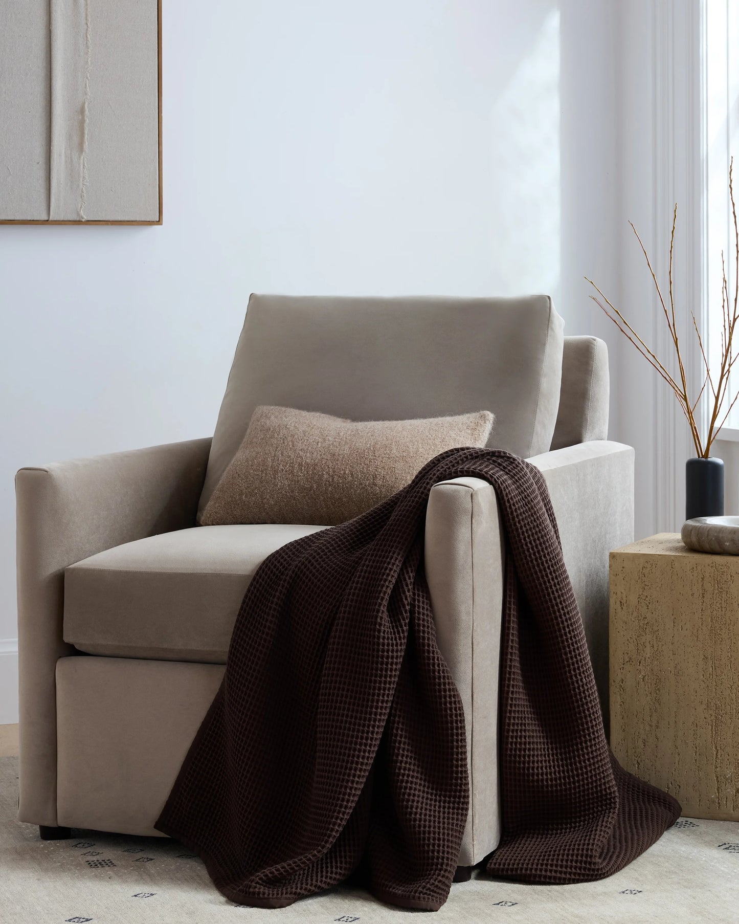 Organic Waffle Throw - 50x70 / Dried Sage