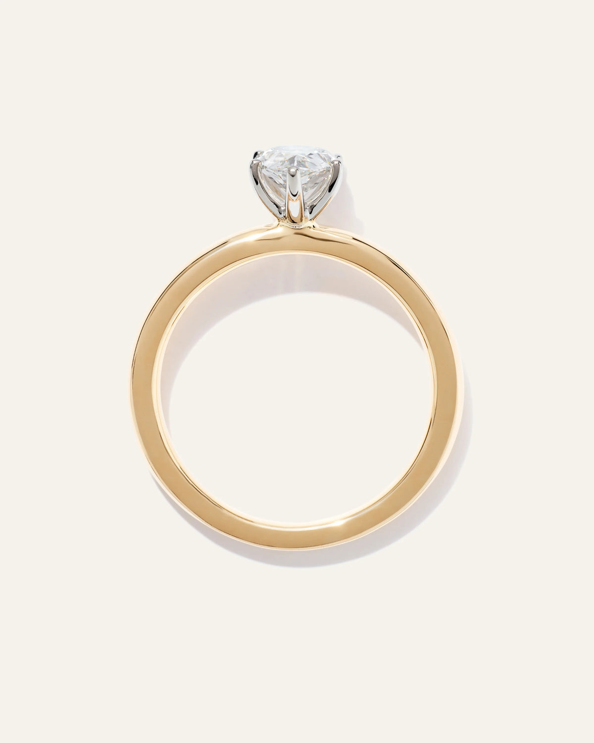 Lab Grown Diamond Pear Comfort Fit Engagement Ring - 1ct - 4 / Yellow Gold