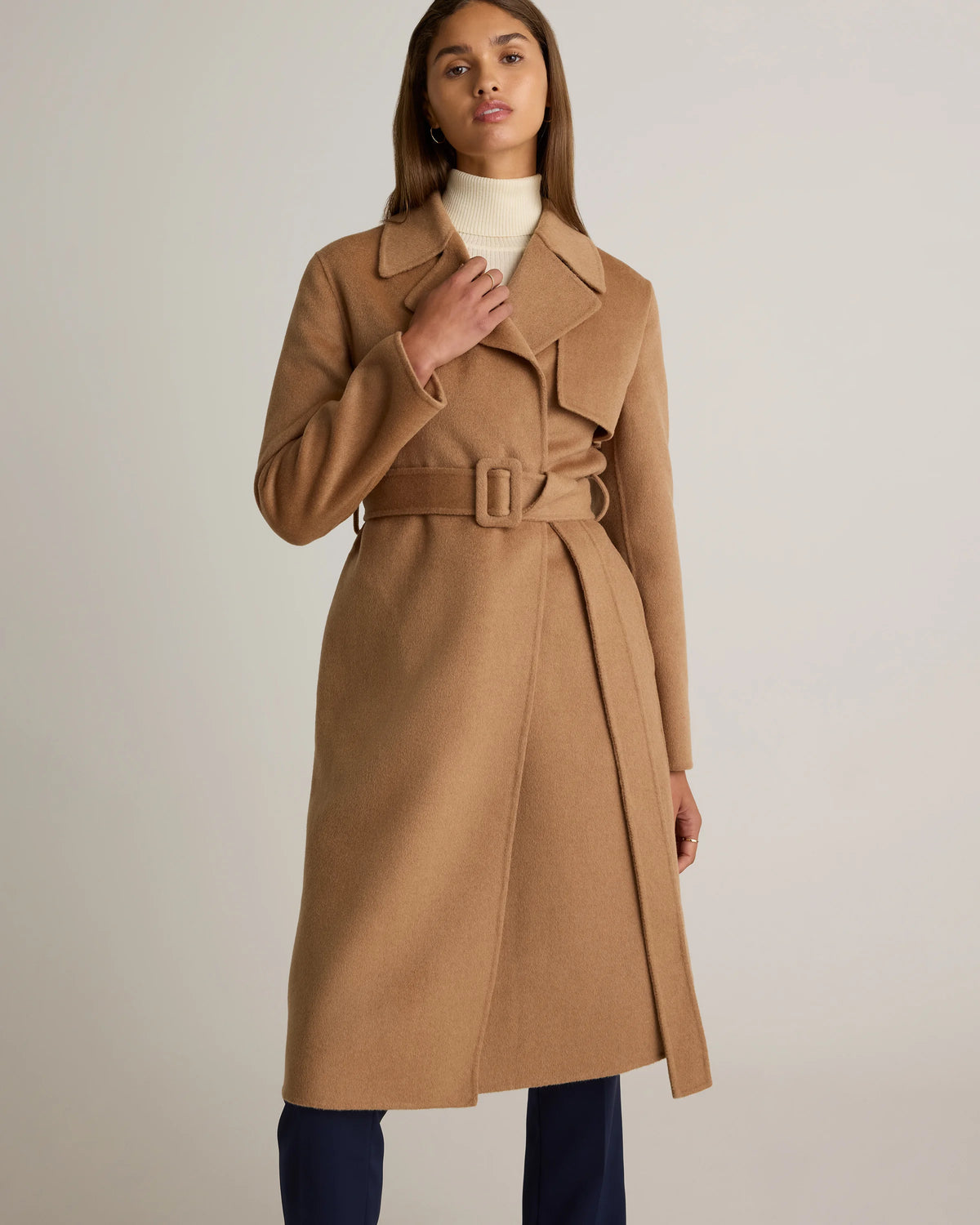 Double-Faced Merino Wool Trench Coat - XS / Caramel