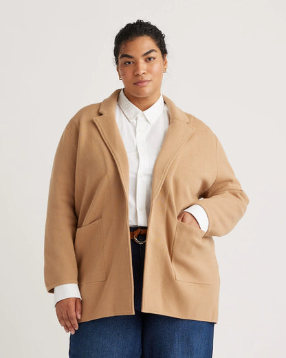 100% Organic Cotton Knit Blazer - 1X / Navy