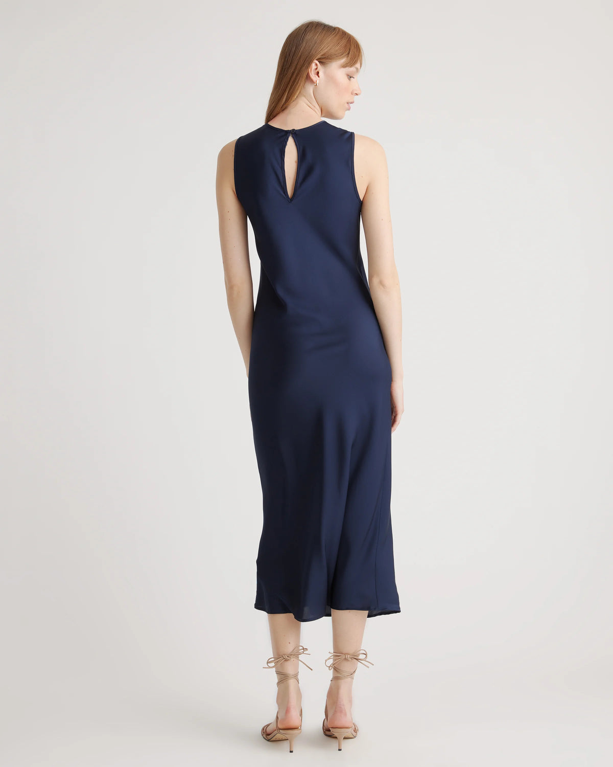 Washable Stretch Silk Tank Midi Dress - XS / Cordovan Red Hibiscus