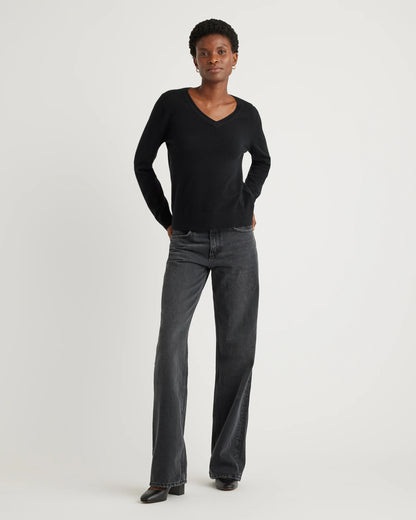 Mongolian Cashmere V-Neck Sweater - XS / Rich Burgundy