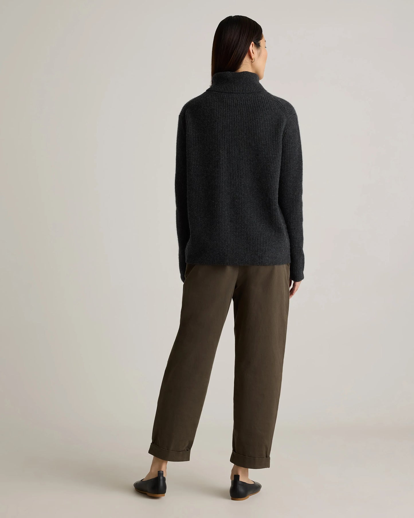 Mongolian Cashmere Fisherman Turtleneck Sweater - XS / Black