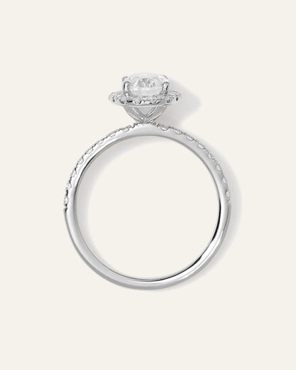 Lab Grown Diamond Oval Halo Pave Engagement Ring - 1ct - 4 / Yellow Gold
