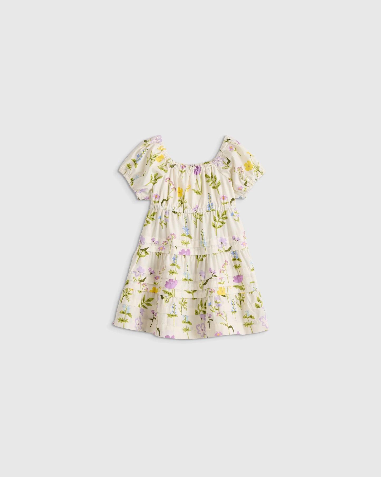 100% Organic Cotton Poplin Tiered Dress - 3-6M / Peach Floral