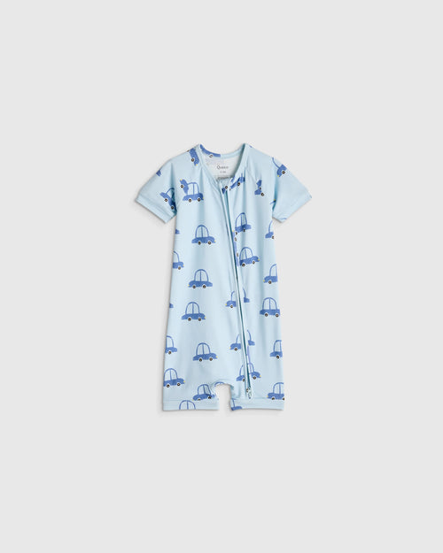 Bamboo Shortie Onesie Pajama - 0-3M / Blue Cars