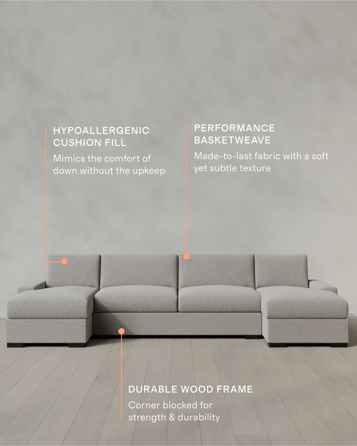 Stillman U Sectional in Performance Basketweave - One Size / Flax