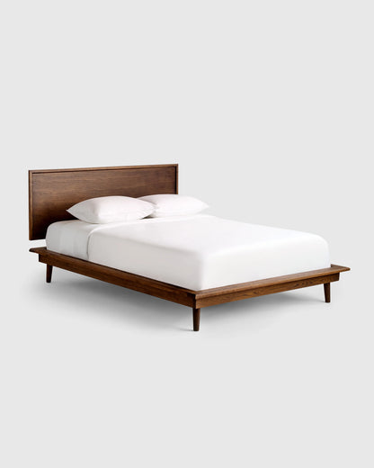 Solid Wood Midcentury Platform Bed - Queen / Chestnut Ash