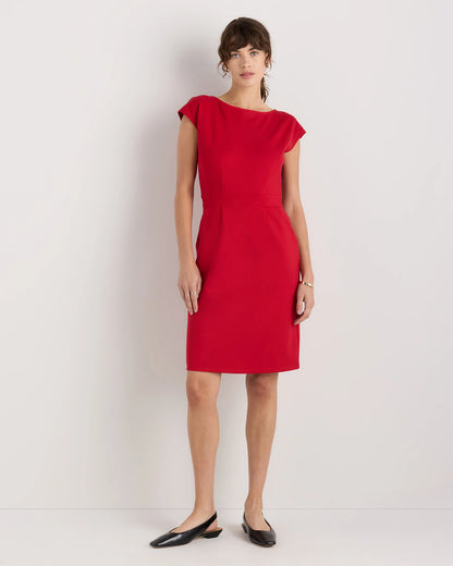 Ultra-Stretch Ponte Cap Sleeve Dress - XS / Ruby Red
