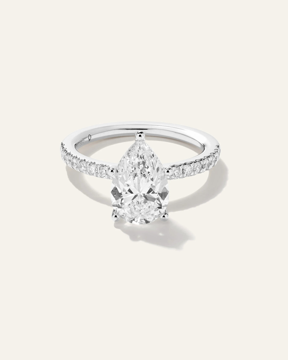 Lab Grown Diamond Pear Petite Pave Engagement Ring - 2.5ct - 4 / Yellow Gold