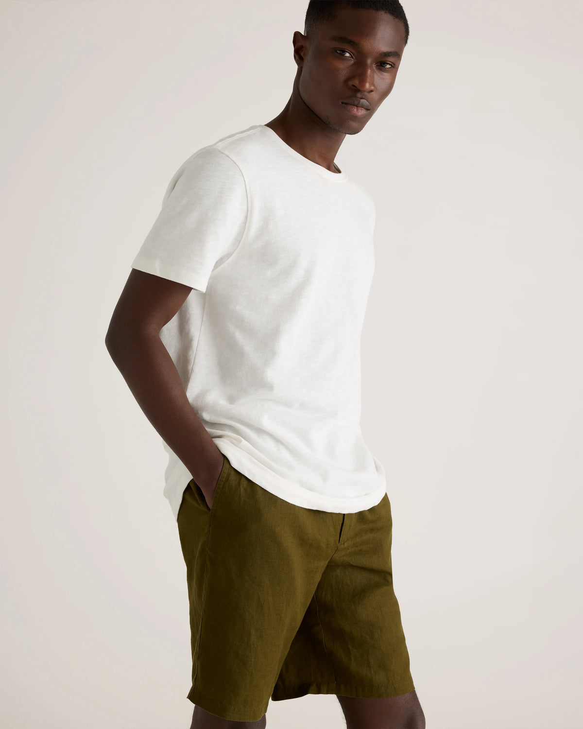 100% European Linen Shorts - 10" - S / Martini Olive
