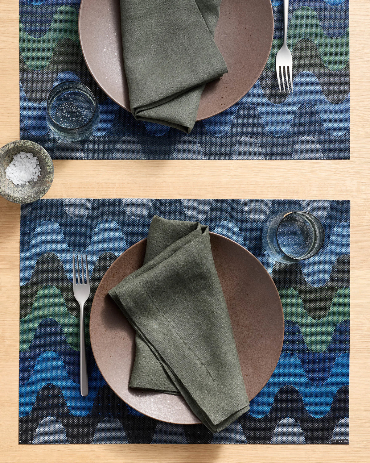 Wiggle Easy-Care Rectangular Placemat, Set of 4 by Chilewich - One Size / Heatwave