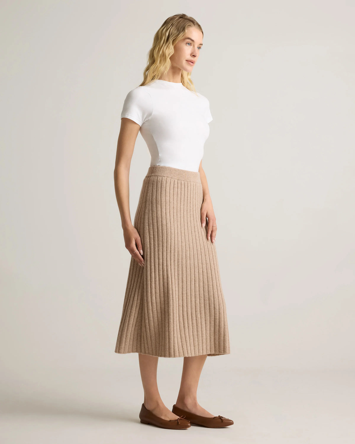 Mongolian Cashmere Midi Skirt - XS / Brown
