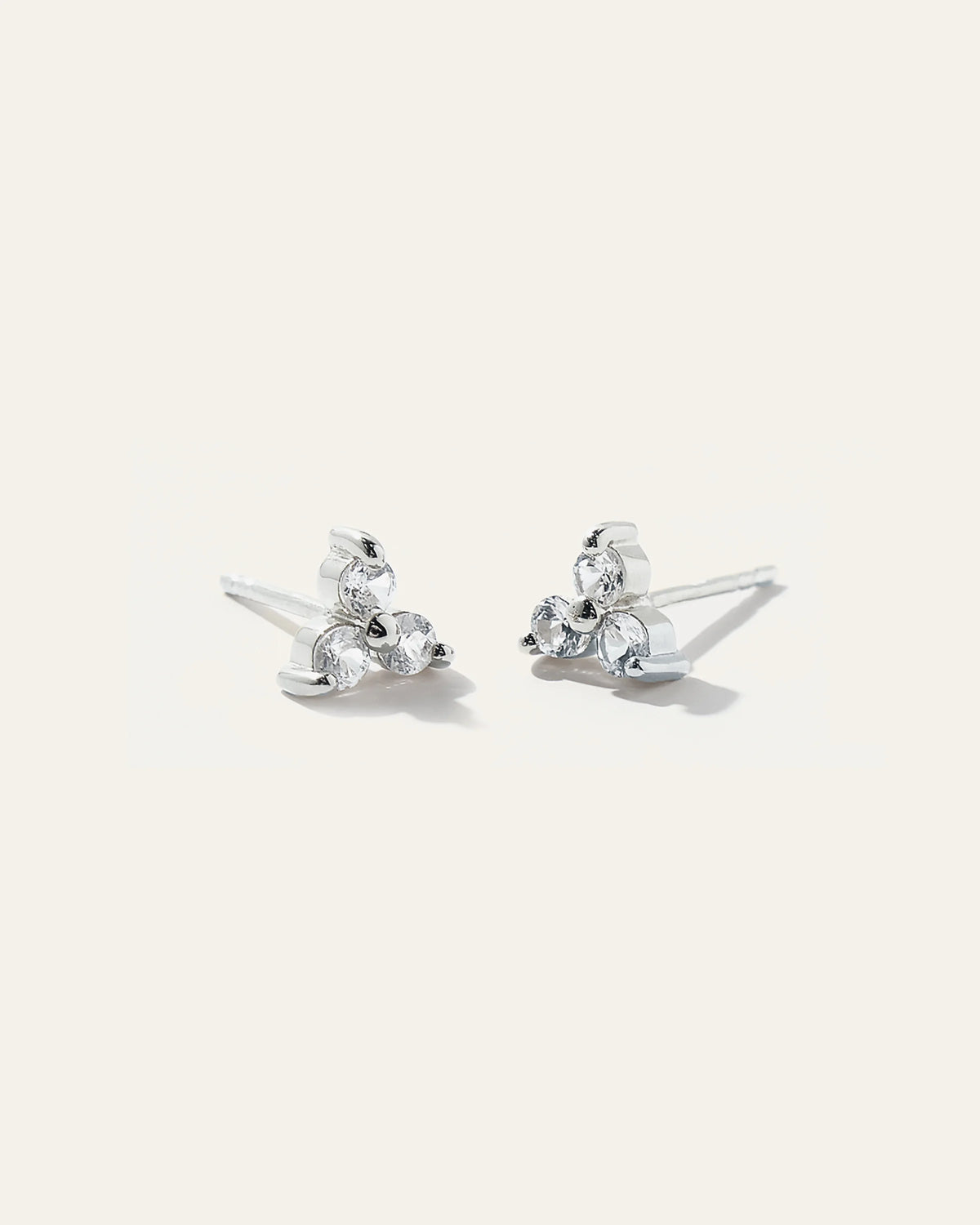 White Sapphire Triad Studs - One Size / Gold Vermeil