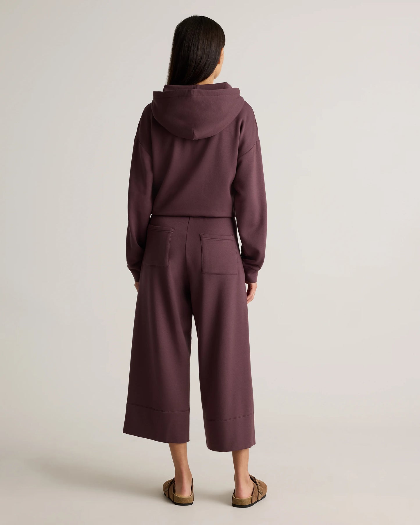 SuperSoft Fleece Cropped Wide Leg Pants - XS / Dried Fig