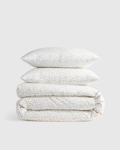 Organic Crisp Percale Floral Duvet Cover Set - Twin / Toffee Florette