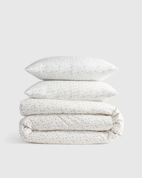 Organic Crisp Percale Floral Duvet Cover Set - Twin / Toffee Florette