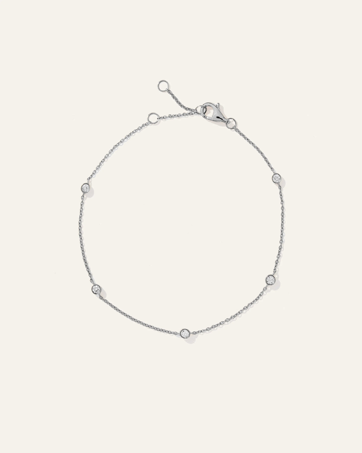 14K Gold Diamond Bezel Station Bracelet - One Size / White Gold