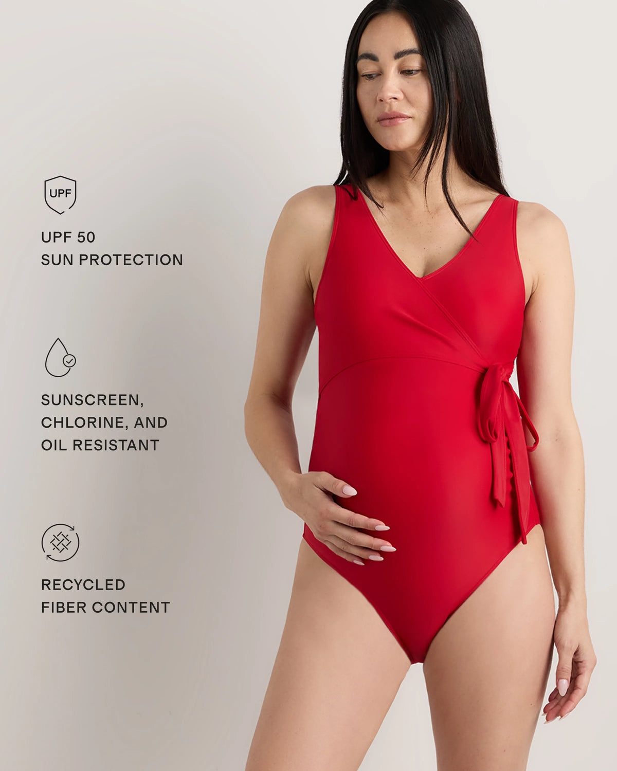 Italian Maternity Wrap One-Piece Swimsuit - XS / Cherry